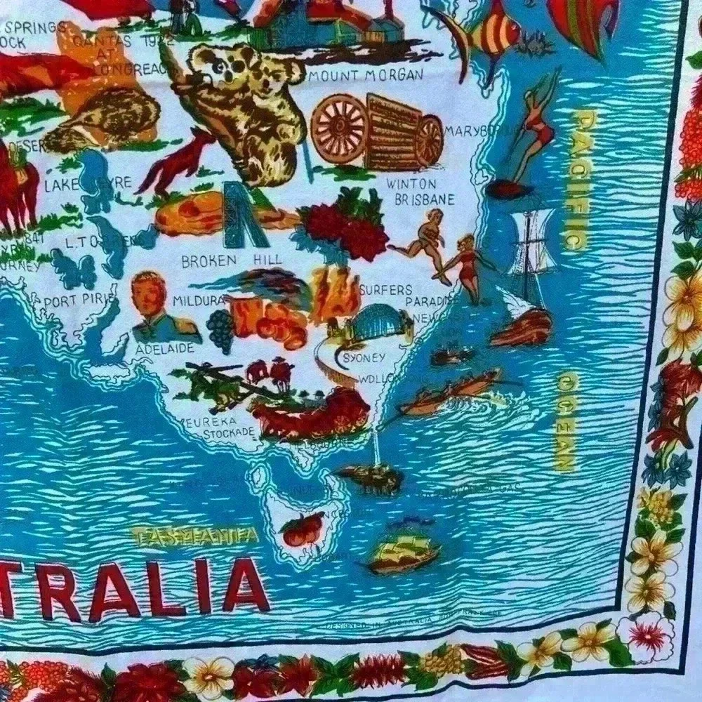 Vintage Australia Map Wall Hanging Tapestry Art